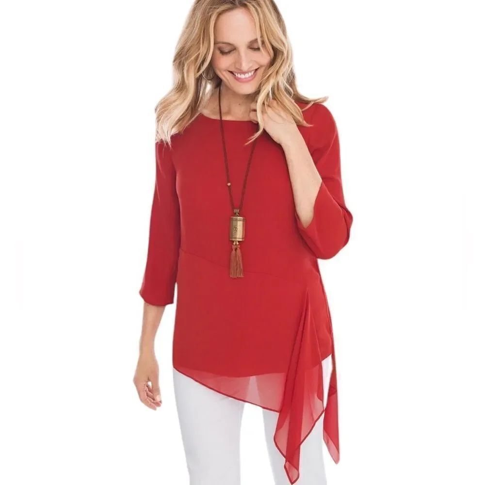 Chico’s dark orange Asymmetrical Tunic size large